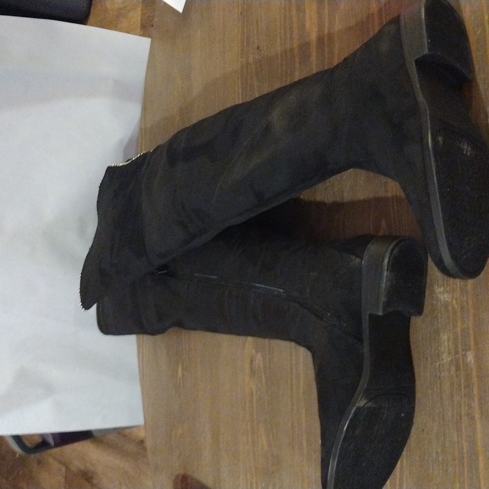 women's XO XO call over the knee boots black Fox swede size 6M